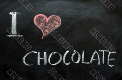 I love chocolate - text written on a blackboard