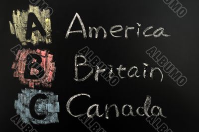 Acronym of ABC - America, Britain, Canada