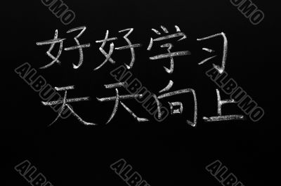 Chinese characters meaning `Study hard and make progress every day`