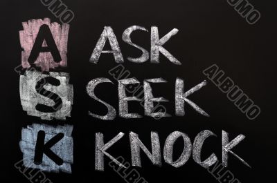 Acronym of ASK - Ask,Seek,Knock