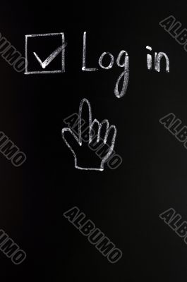 Log in check box with a cursor hand