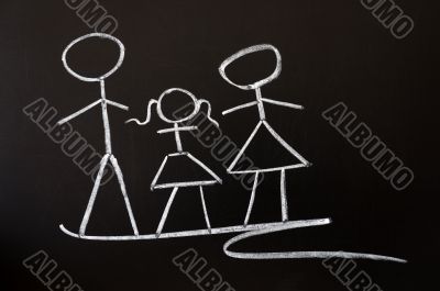 Family drawn in chalk