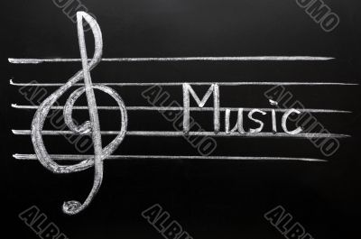 Clef on a blackboard
