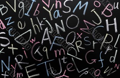 Random letters on a blackboard