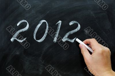 Blackboard / chalkboard with a handwriting of 2012