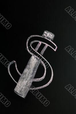 US Dollar symbol on a blackboard