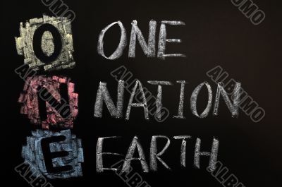 Acronym of ONE - One Nation Earth