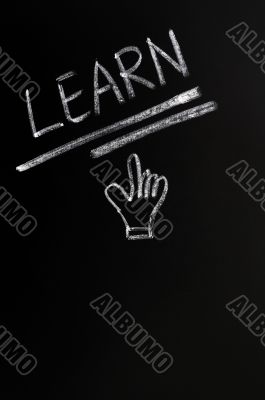 Learn written on a blackboard