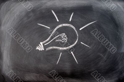 Light bulb drawn on a blackboard