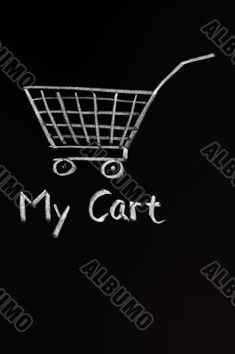 Shopping cart drawn with chalk