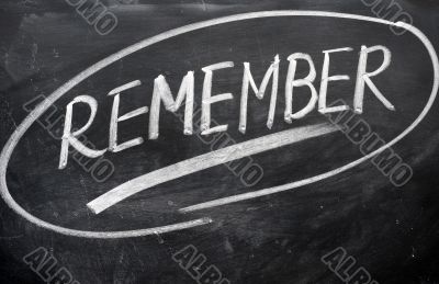 Remember word written on a blackboard