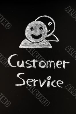Customer service with human figures drawn with chalk