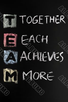 TEAM acronym written in colorful chalk