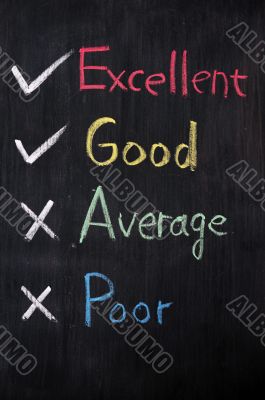 Customer survey with a check list on blackboard