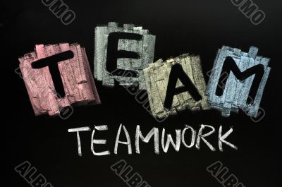 Team written in colorful chalk