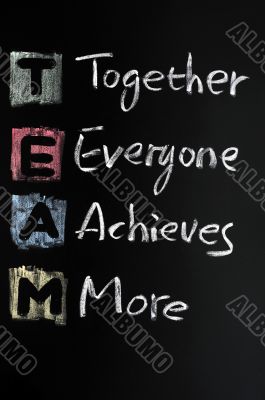 TEAM acronym written in colorful chalk