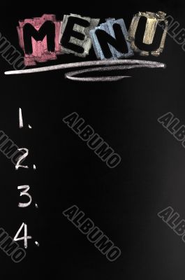  Menu written with colorful chalk