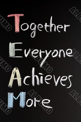 Teamwork concept on blackboard