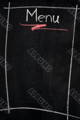 Menu written on blackboard