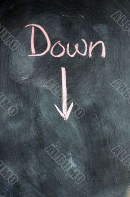 Down written on blackboard