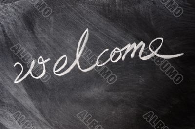 Welcome written on blackboard