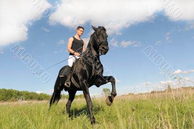 young man and horse young man and horse