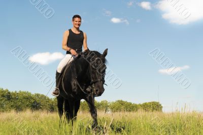 young man and horse young man and horse