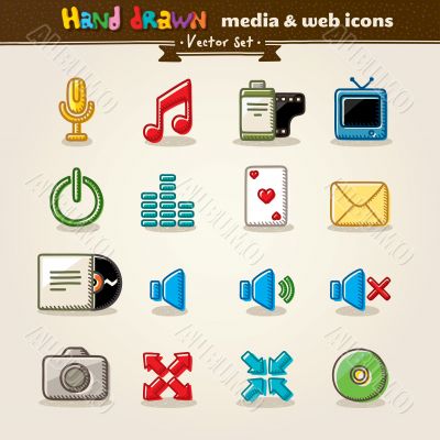 Hand Drawn Media And Entertainment Web Icons