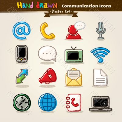 Vector Hand Draw Communication Icon Set