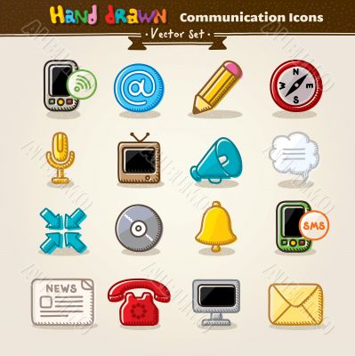 Vector Hand Draw Communication Icon Set Vector Hand Draw Communication Icon Set