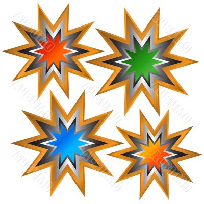 Four multi-colored stickers Four multi-colored stickers