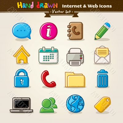 Vector Hand Draw Internet And Web Icon Set
