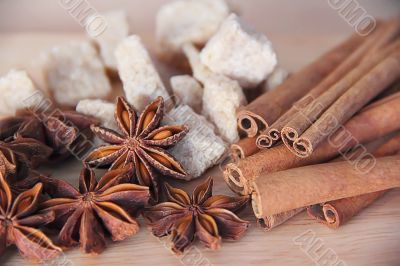 Anise, sugar and cinnamon