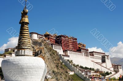 Landmark of the famous Potala Palace in Lhasa Tibet