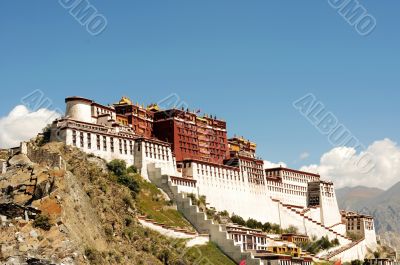 Landmark of the famous Potala Palace in Lhasa Tibet