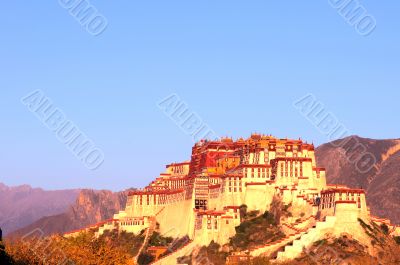 Landmark of the famous Potala Palace in Lhasa Tibet