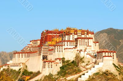 Landmark of the famous Potala Palace in Lhasa Tibet