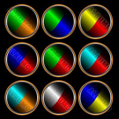 Nine multi-colored icons 