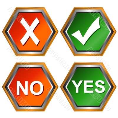 Buttons yes and no Buttons yes and no