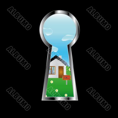 The house in a door peephole
