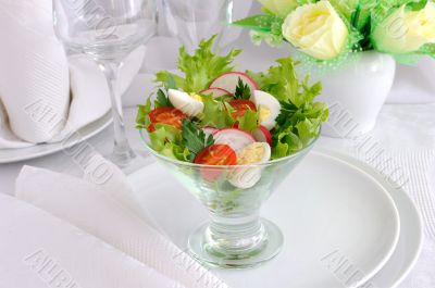 Salad of summer vegetables with quail eggs Salad of summer vegetables with quail eggs