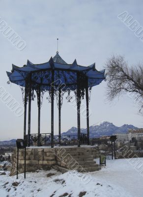 Chinese arbor. North Caucasus landmarks. Winter Pyatigorsk