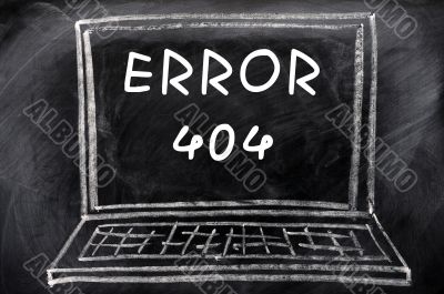 Error 404 on a blackboard background 