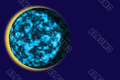 Unknown planet on a dark blue background