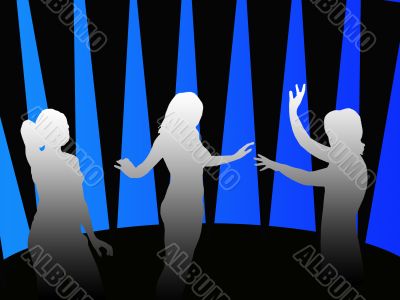 Silhouettes of girls dancing in a disco Silhouettes of girls dancing in a disco