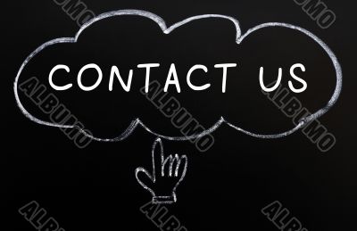 `Contact us` with a hand cursor
