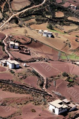 Birdeye view of a Tibetan village