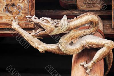 Ancient wood carving art of dragon