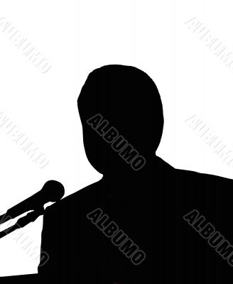 Silhouette of the man with microphone