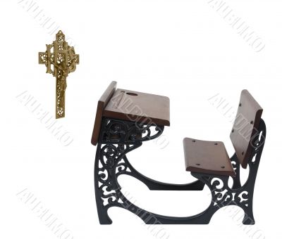 Parochial School Desk and Crucifix